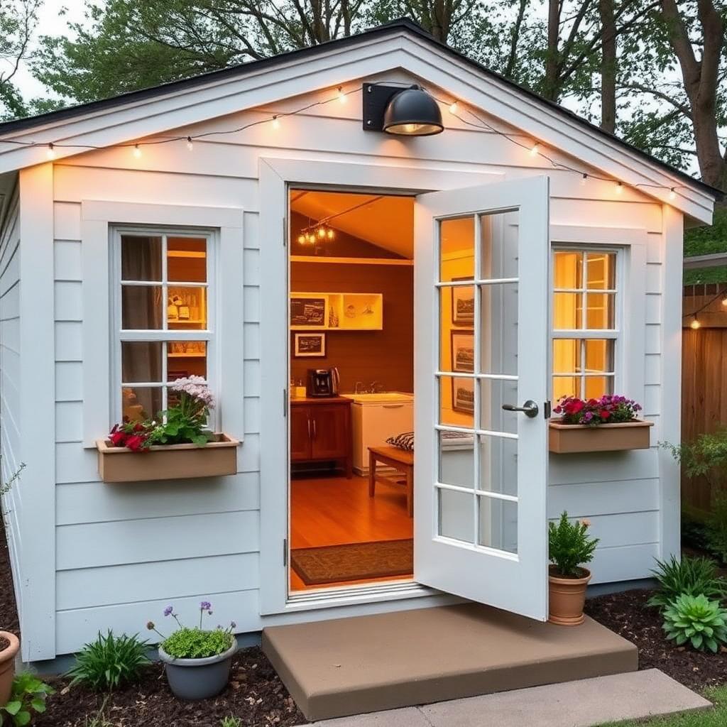 She-shed converted into a cozy backyard studio